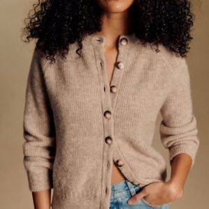 Sezane Beige Button-Up Cardigan